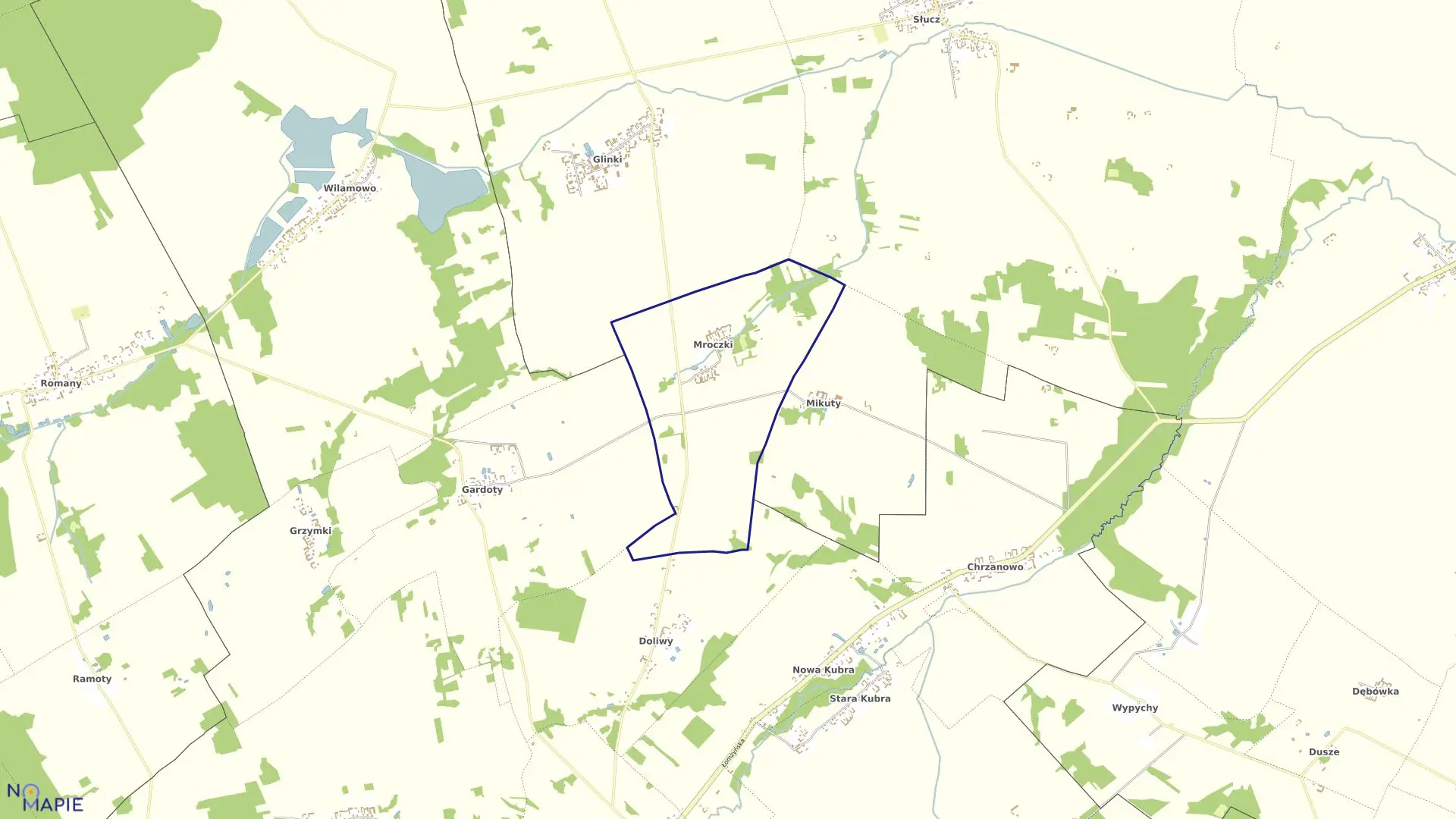 Mapa obrębu Mroczki w gminie Przytuły